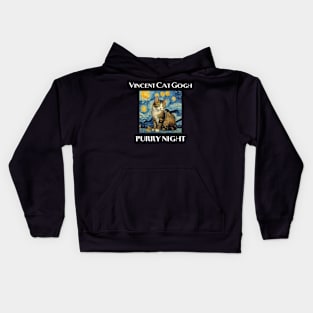 Vincent Cat Gogh Purry Night T-Shirt Kids Hoodie